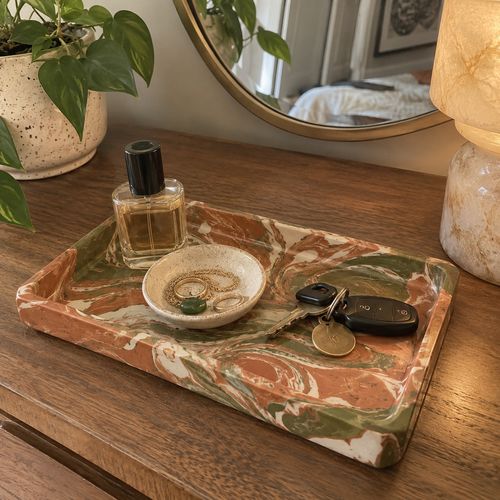 Maceta con estampado verde oliva y beige